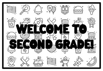 Welcome to second grade fourth of july activity patriotic colorg pages worksheet by swati sharma