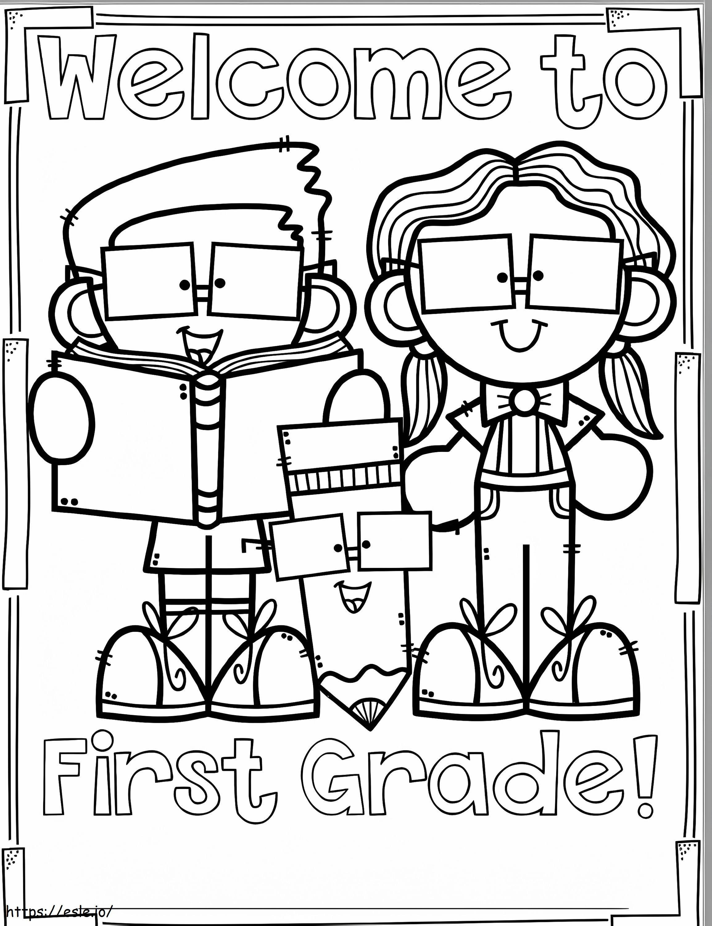 Welcome to first grade printable coloring page
