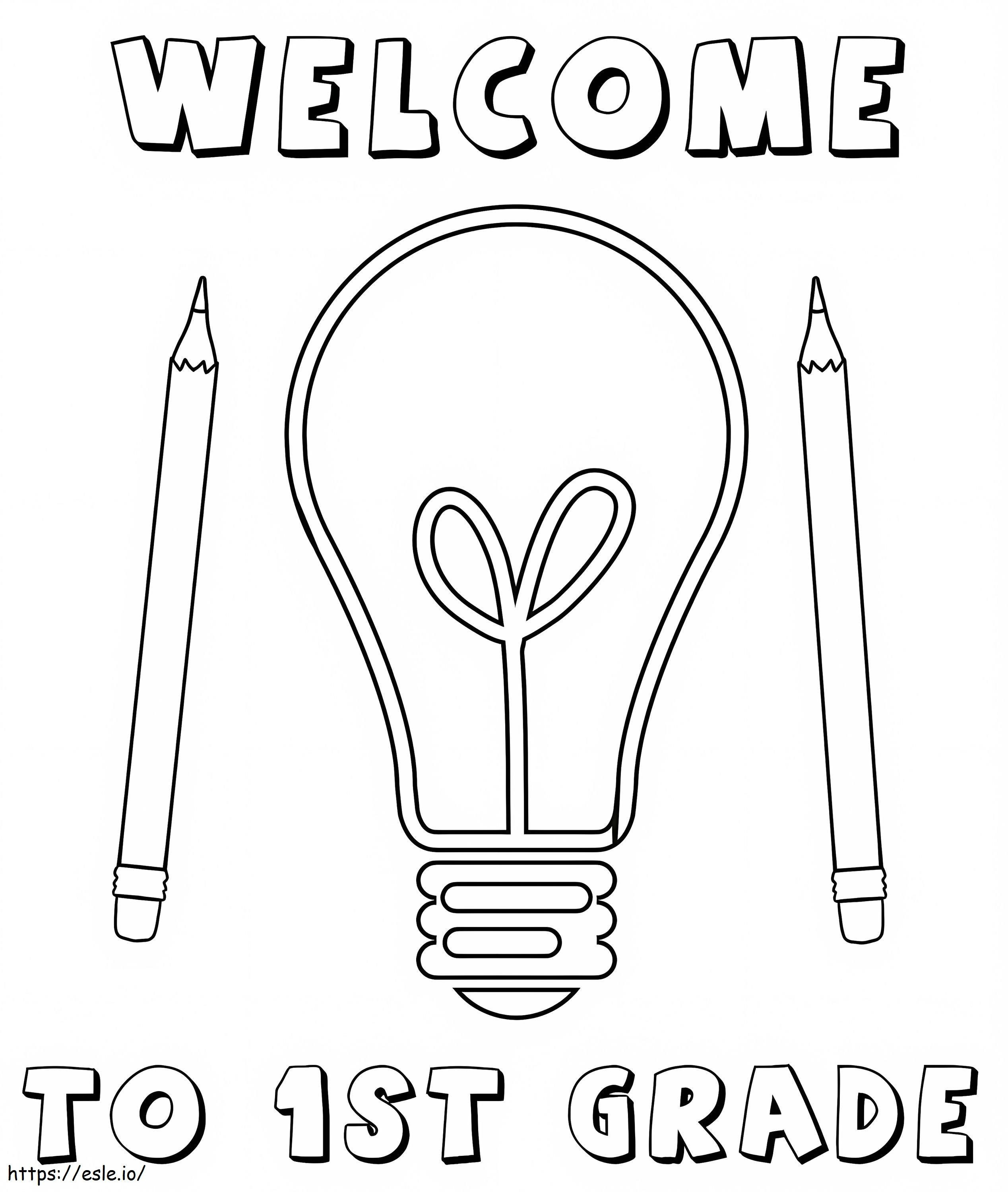 Print welcome to first grade coloring page