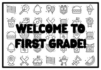 Welcome to first grade fourth of july activity patriotic colorg pages worksheet by swati sharma