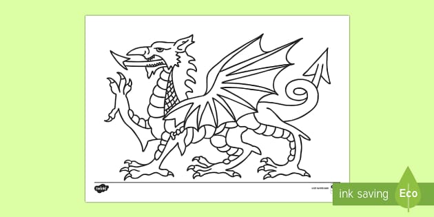 Welsh dragon template louring page st davids day