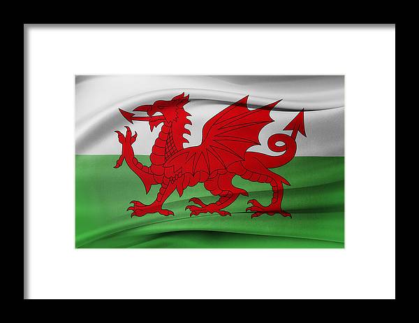 Welsh flag framed print by les cunliffe