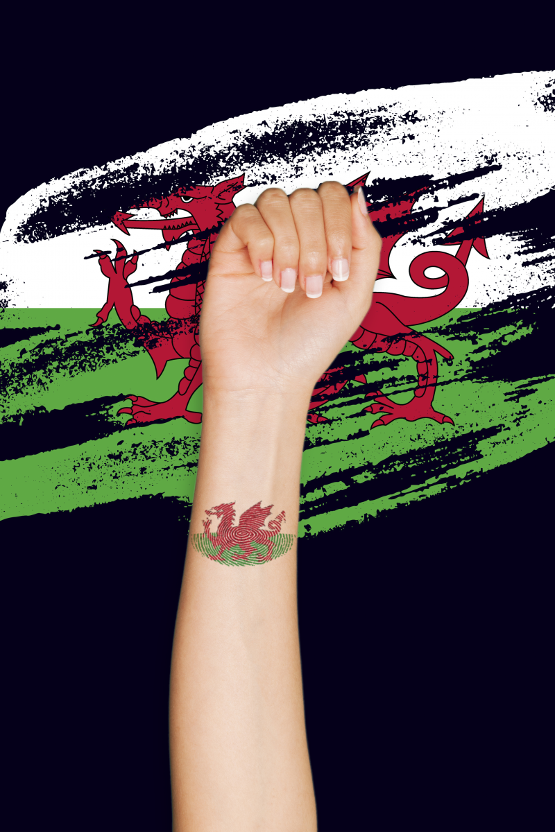 Welsh fingerprint flag supporters tattoo
