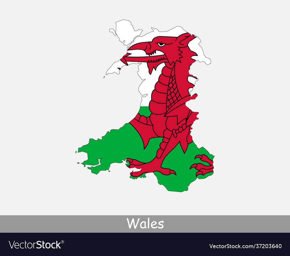 Wales map flag royalty free vector image