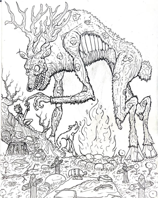 Friarâ wendigo water color illustration of appalachian folklore rappalachia