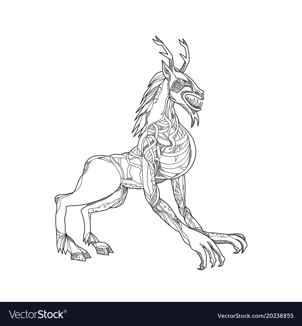 Wendigo crouching doodle art royalty free vector image