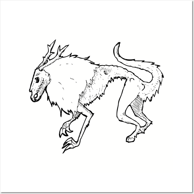 Inktober wendigo cryptid on the hunt