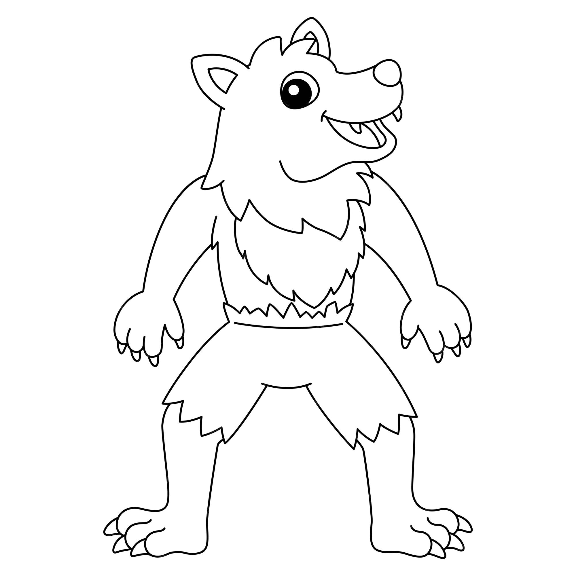Premium vector werewolf halloween coloring page isolated for kids