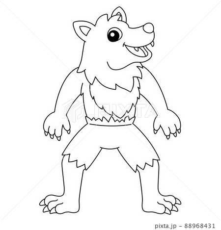 Werewolf halloween coloring page isolated for kids