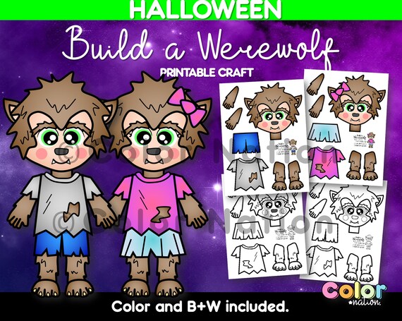 Build a werewolf printable craft halloween activities october coloring pages spooky craft trick or treat kids craft halloween craft