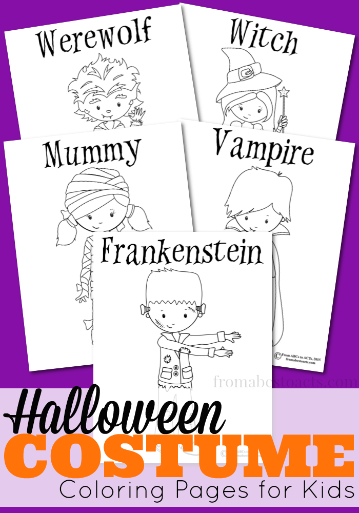 Printable halloween costume coloring pages for kids