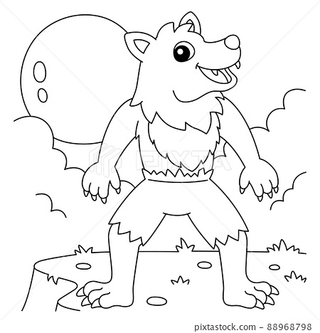 Werewolf halloween coloring page for kids