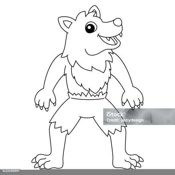 Werewolf halloween coloring page isolated for kids stock illustration