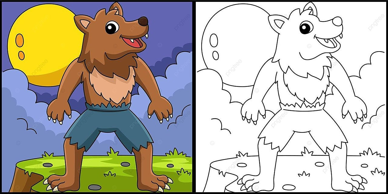 Werewolf halloween coloring page illustration drawing colouring book spooky vector drawing colouring book spooky png and vector with transparent background for free download