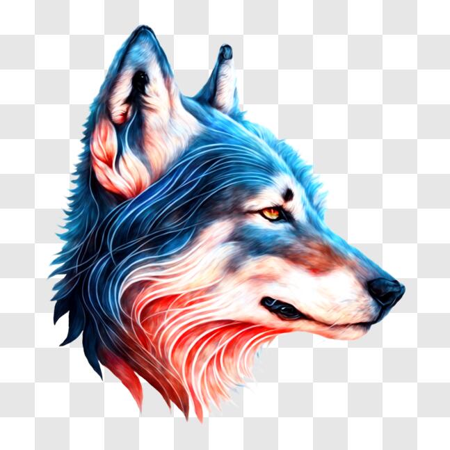 Download stunning wolf with unique color pattern png online