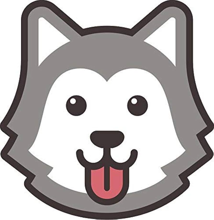 Ew designs cute gray siberian husky wolf cartoon emoji vinyl decal bumper sticker tall sports outdoors