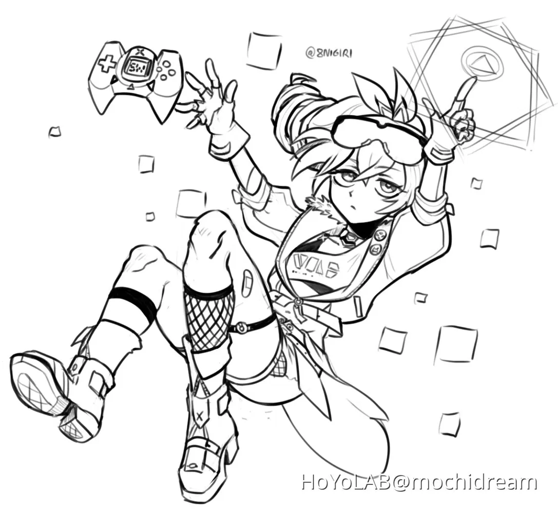 Silver wolf bottlemi sketch request honkai star rail