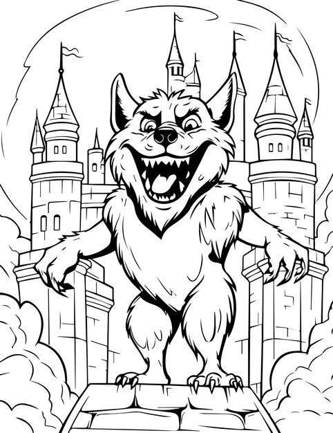Premium vector werewolf coloring pages for kids