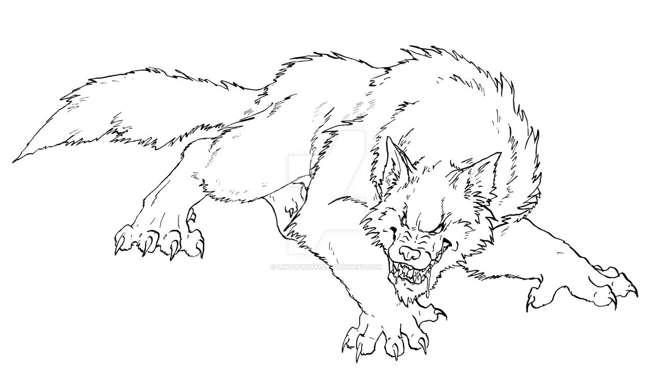 Werewolf lineart by lintufriikki on