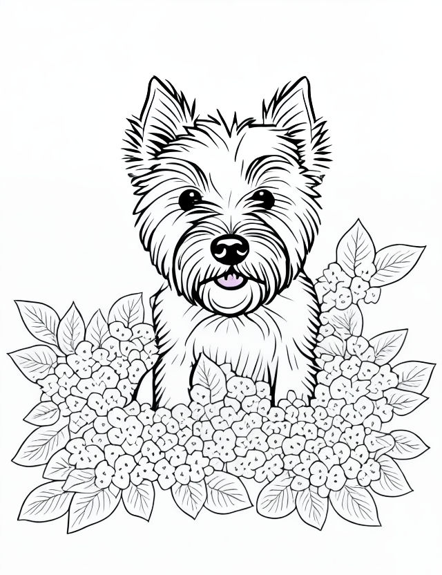 Cute animal dog with black lines and white mandala