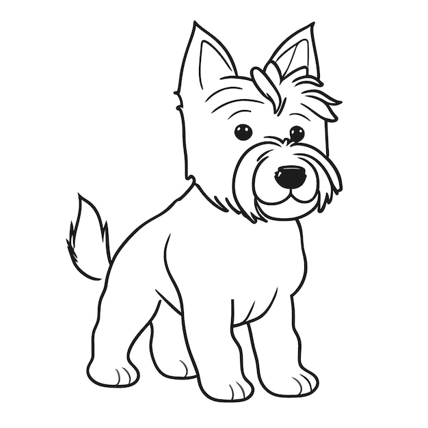 Premium vector west highland white terrier coloring book for kids ages years simple line coloring book page