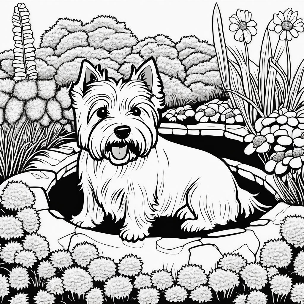 Black and white outline art for coloring book pages a cute florest