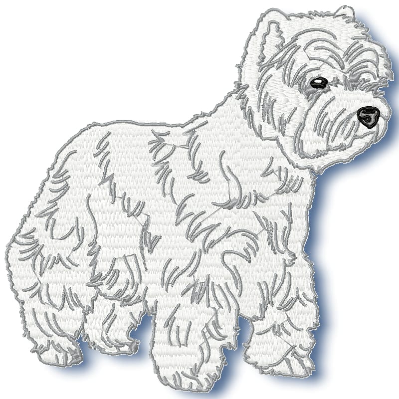 Realistic west highland terrier embroidery