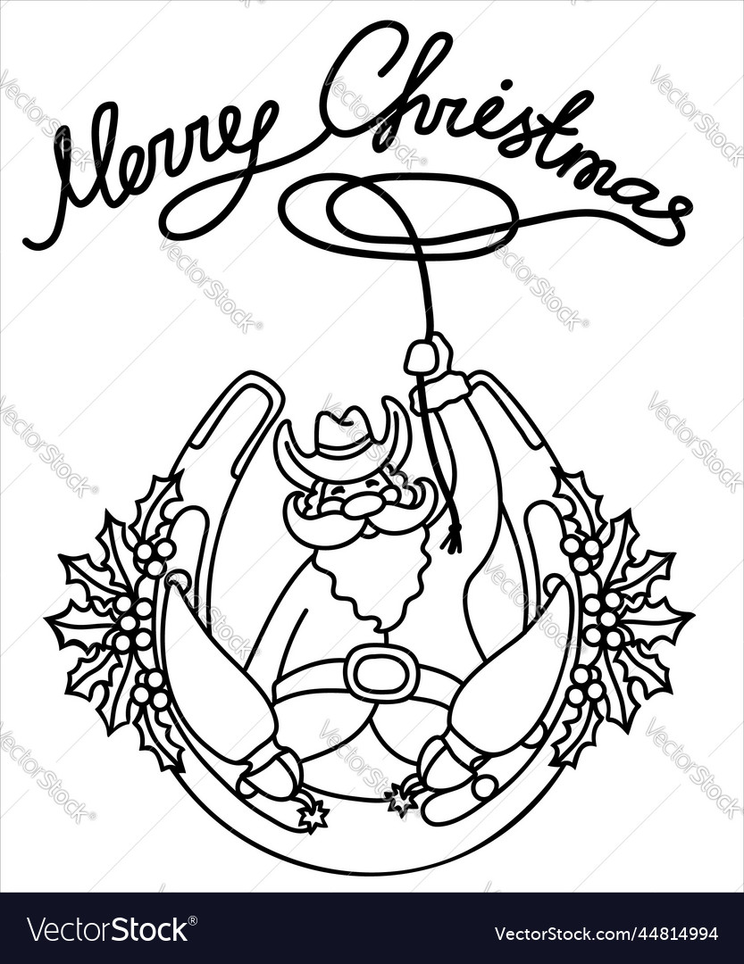 Cowboy christmas santa with boots and hat vector image