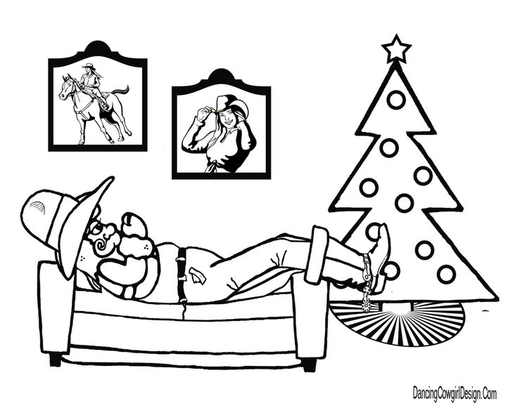 Cowboy santa and christmas tree coloring page christmas tree coloring page santa coloring pages snowman coloring pages