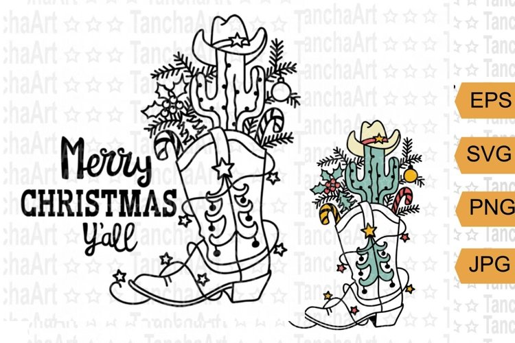 Christmas svg png cut file cowboy merry christmas print