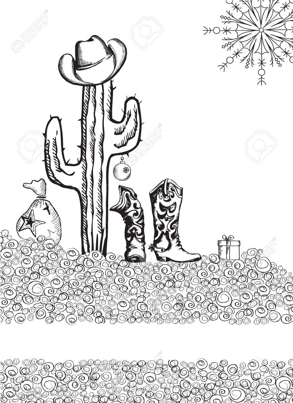 Cowboy christmas card on white backgroundgraphic image royalty free svg cliparts vectors and stock illustration image