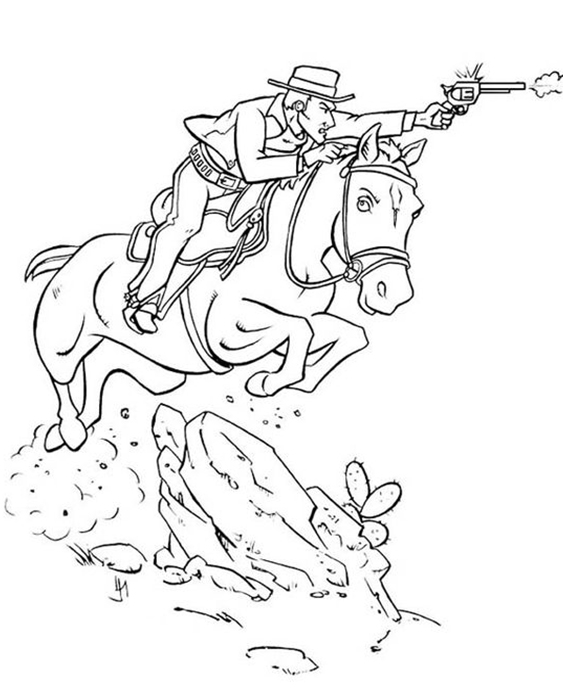 Free easy to print cowboy coloring pages