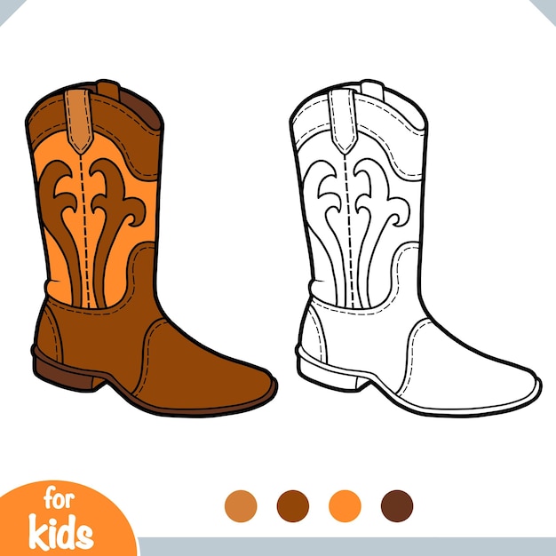 Premium vector coloring book for children cartoon shoe collection western boot