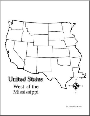 Clip art us map western states coloring page blank i