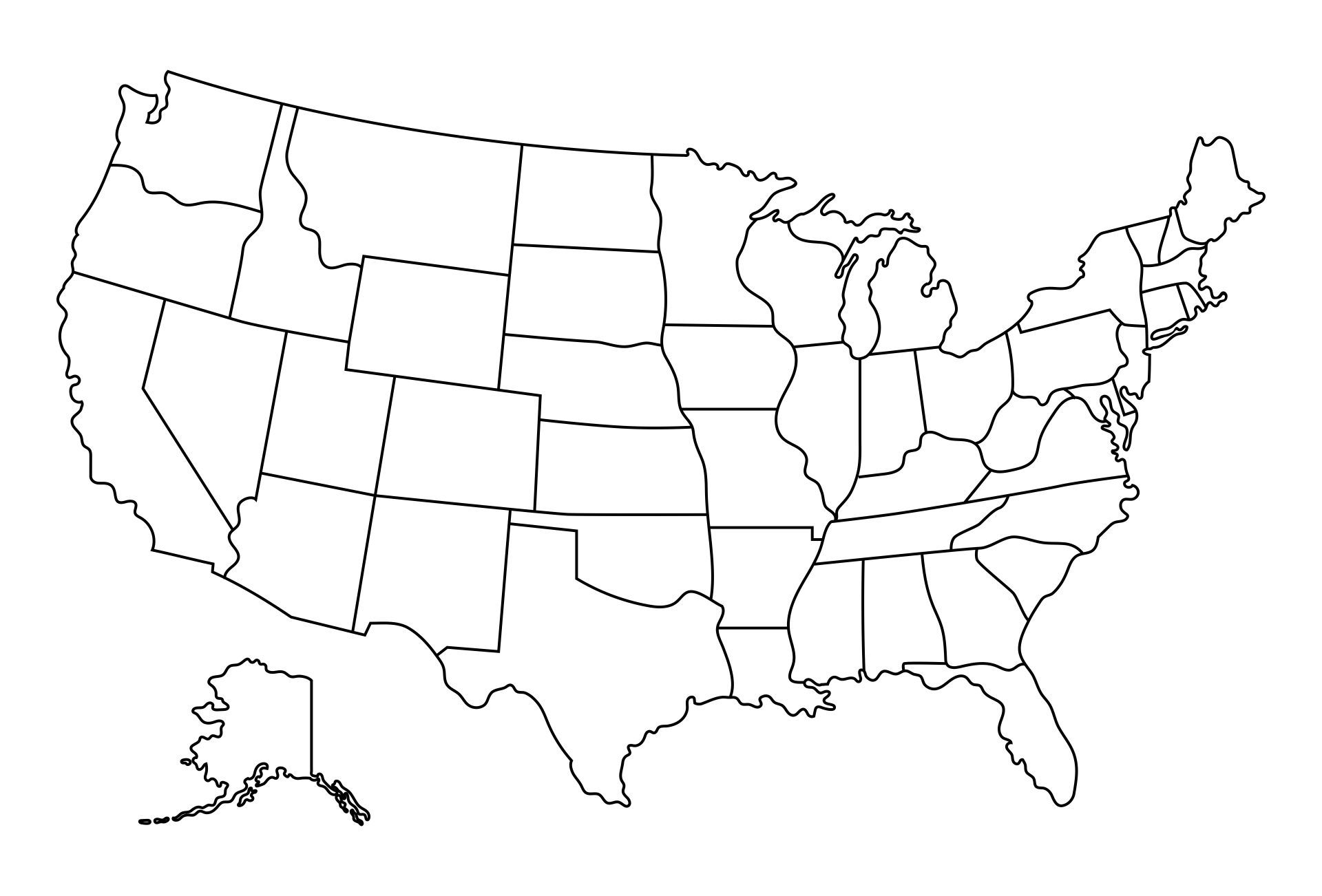 Blank outline map of the united states us state map map outline united states map