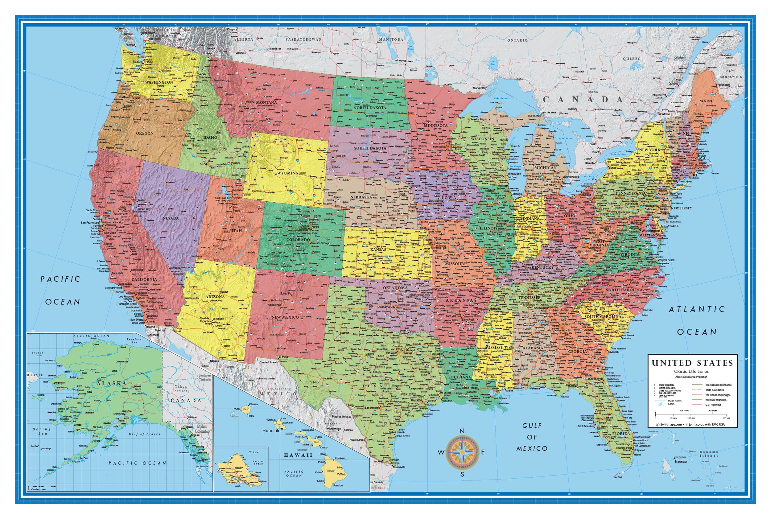 X united states classic laminated wall map poster