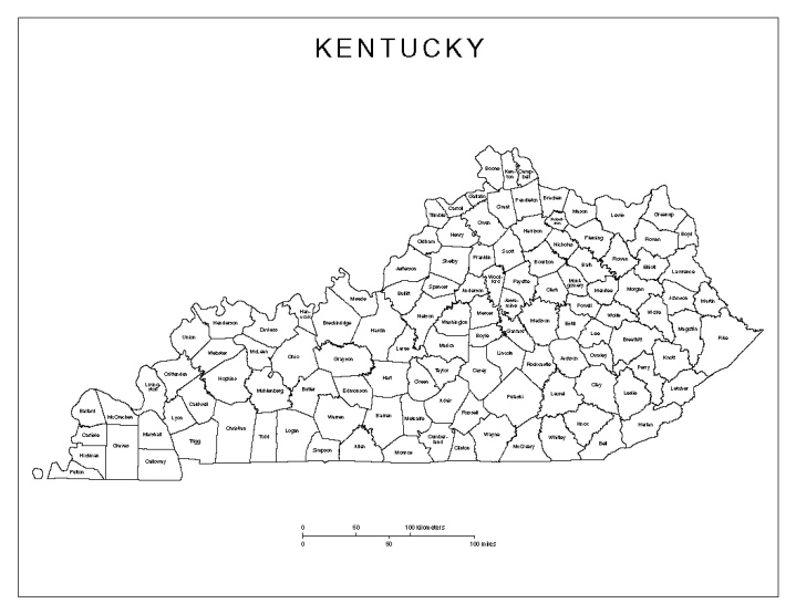 Kentucky labeled map