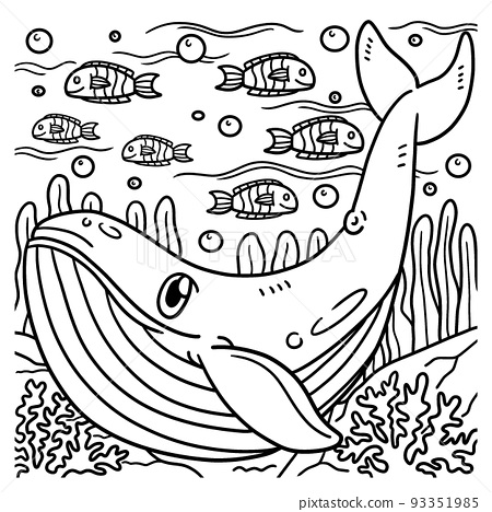 Blue whale coloring page for kids