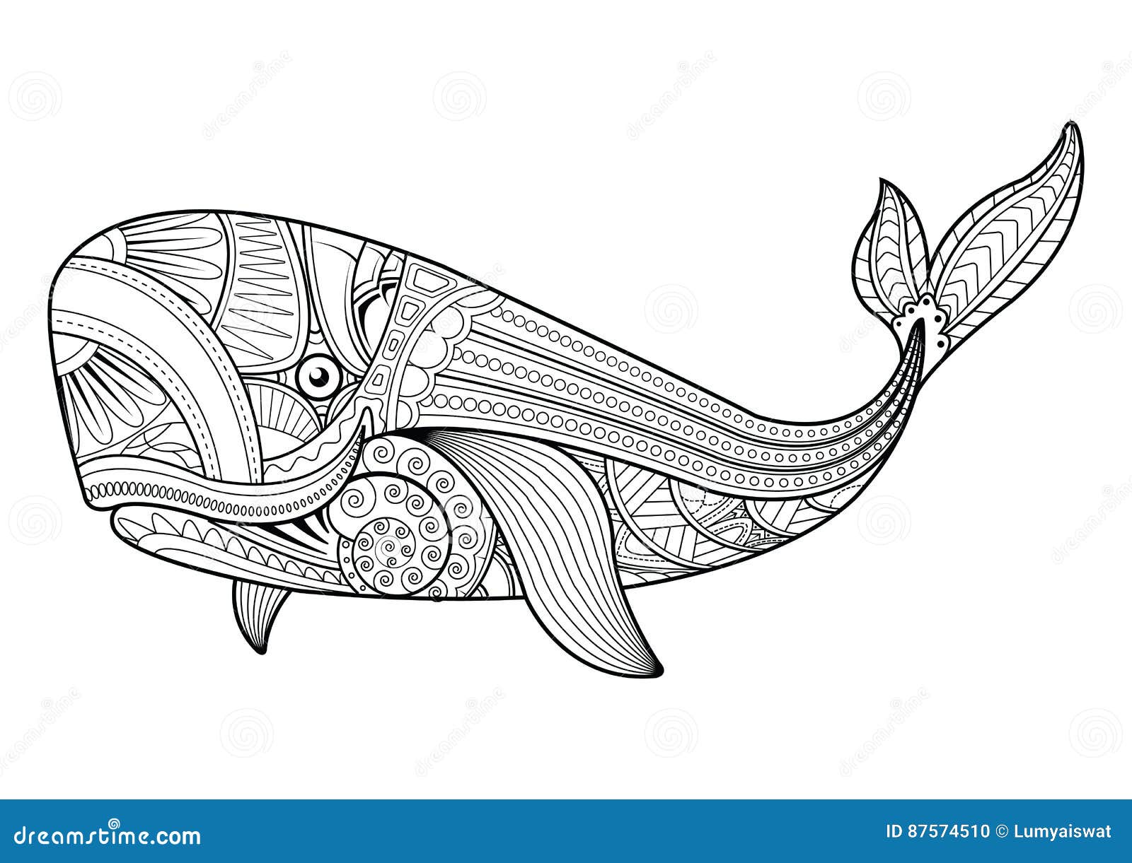 Vector illustration of whale coloring pages stock vector