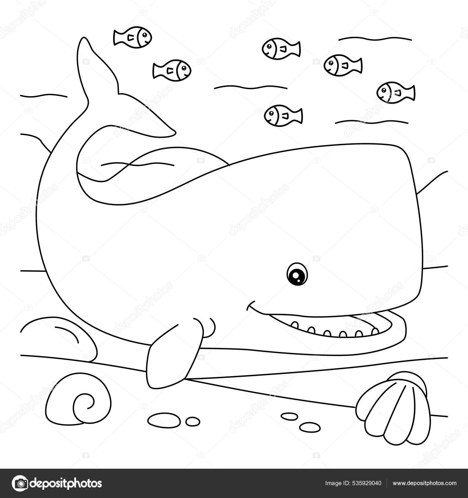 Sperm whale coloring page for kids stock vector by abbydesign