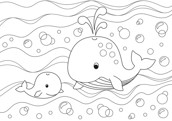 Baby whale outline royalty