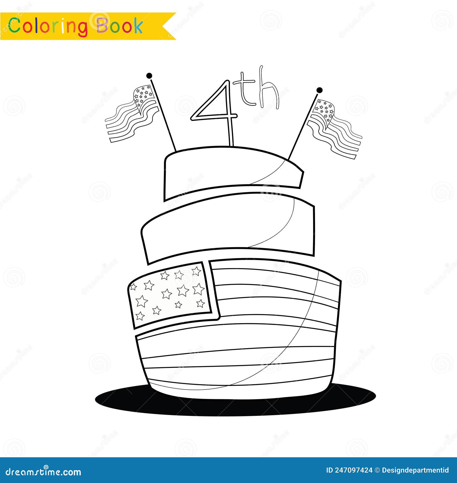 Colouring book with th july theme stock vector
