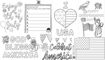 Th of july independence day us symbols coloring pages tpt