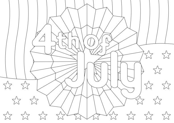 July coloring page stock illustrations royalty