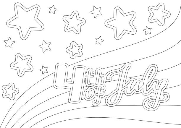 July coloring page stock illustrations royalty
