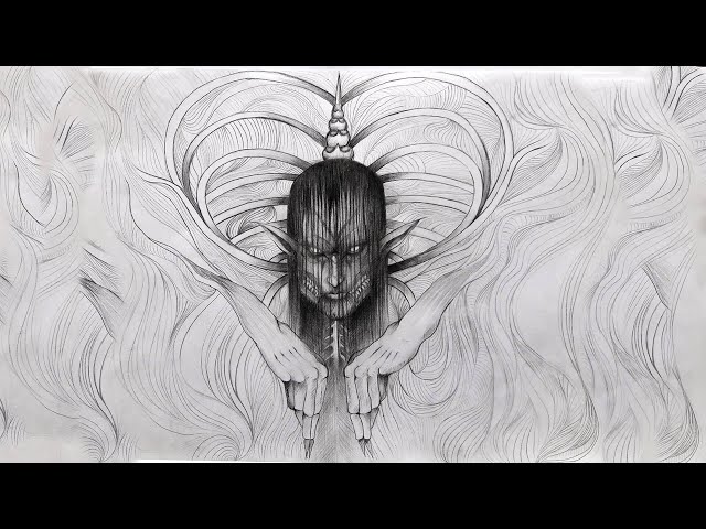 Drawing eren yeager ultimate titan form attack on titans fan art drawing