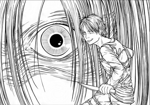 Eren yeager eren jaeger from manga series shingeki no kyojin attack on titan advancing giants coloring page free printable coloring pages