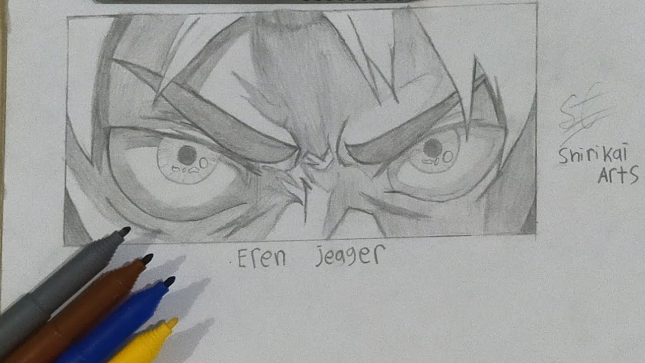 How to draw eren jaeger eyes with pencil shirikai arts éæãå