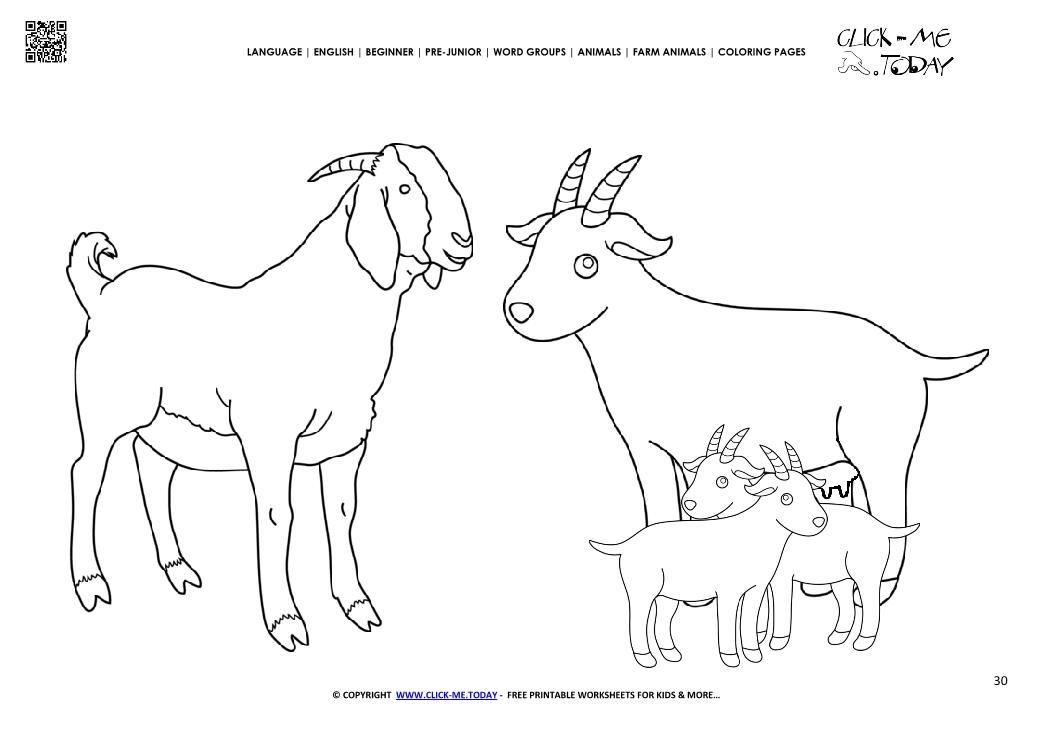 Coloring page goat family kids