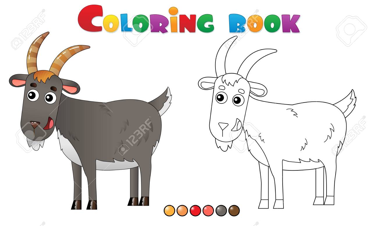 Coloring page outline of cartoon goat farm animals coloring book for kids royalty free svg cliparts vectors and stock illustration image